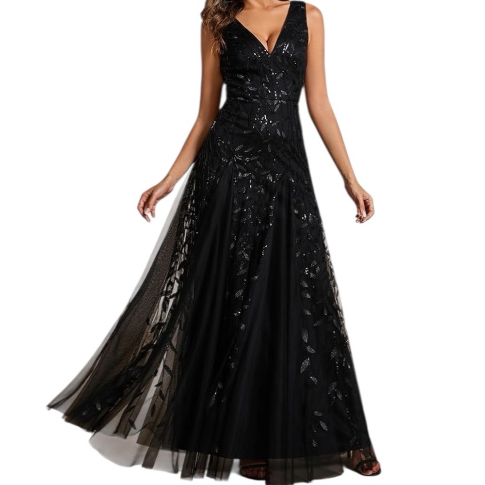 Ever-Pretty Elegant Black Evening Maxi Party Dress